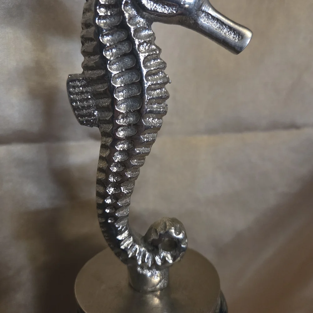 Silver Seahorse Decorative Glass Bottle